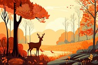 Outdoors cartoon autumn forest. 