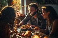 Thanksgiving laughing dinner supper. AI generated Image by rawpixel.