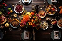 Food thanksgiving decoration table. 