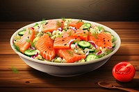 Salmon seafood salad plate. 