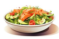 Salmon salad food meal vegetable. AI generated Image by rawpixel.