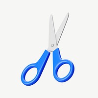 3D blue scissors, collage element psd