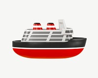 3D cruise ship, collage element psd