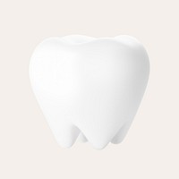 3D white tooth, collage element psd