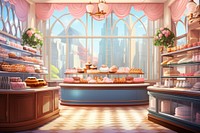 Cake shop cartoon bakery architecture. AI generated Image by rawpixel.