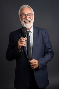 Microphone portrait smiling adult. AI generated Image by rawpixel.