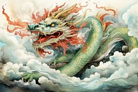 Chinese emperor dragon painting cloud representation. 