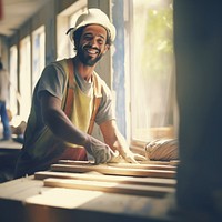 A builder working adult men craftsperson. 