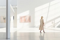 Defocused Woman Walking In Exhibition Art Hall walking adult woman. AI generated Image by rawpixel.