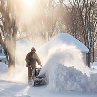 a photo of a Snowblower at work on a winter day.  