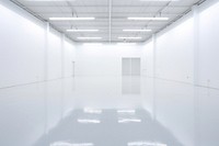 An empthy white large art Exhibition floor architecture warehouse.