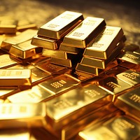 a real photo of gold bars.  