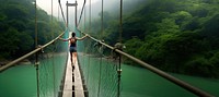 Bridge adventure outdoors nature. AI generated Image by rawpixel.