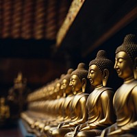 Golden buddha statues temple representation spirituality. AI generated Image by rawpixel.