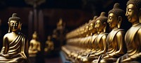 Golden buddha statues temple representation spirituality. AI generated Image by rawpixel.