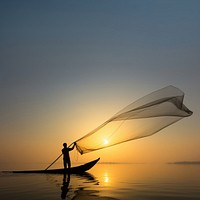 Fisherman outdoors fishing nature. 