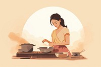 Thai cook cooking adult food. AI generated Image by rawpixel.