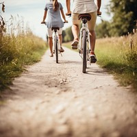 People riding bicycle. 