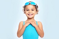 Little girl happy smile wearing swimming suit sunglasses swimwear portrait. AI generated Image by rawpixel.