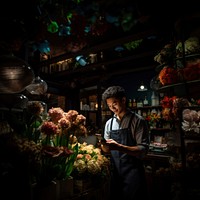 Flower shopping market adult. 