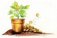 Money growth plant herbs coin.