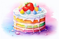 Rainbow Cake cake strawberry dessert. AI generated Image by rawpixel.