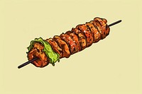 Kebab sketch food arrosticini. AI generated Image by rawpixel.