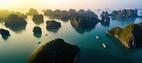 Vietnam halong bay landscape panoramic outdoors. 