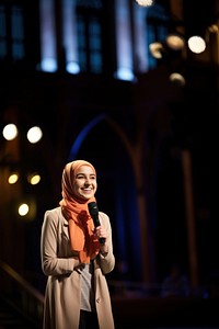 Muslim woman, public speaking. 