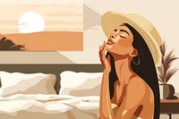 Summer vacation woman, aesthetic illustration