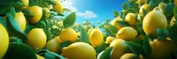 3d illustration of lemon,full background, low detail, 3d cartoon style.  