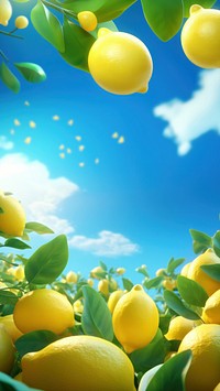 3d illustration of lemon,full background, low detail, 3d cartoon style.  