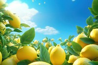 3d illustration of lemon,full background, low detail, 3d cartoon style.  