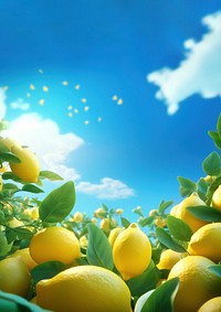 3d illustration of lemon,full background, low detail, 3d cartoon style.  