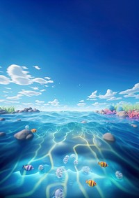 3d rendering of ocean with clear water. 