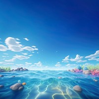 3d rendering of ocean with clear water. 