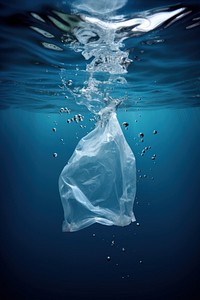 Plastic bag outdoors unhygienic underwater.