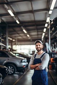 Photo of a maintenance male checking automobile service.  