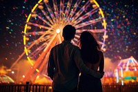 Ferris wheel fireworks outdoors night. AI generated Image by rawpixel.