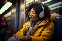 Subway headphones headset adult. AI generated Image by rawpixel.