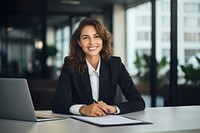 Woman wearing suit computer writing laptop. AI generated Image by rawpixel.
