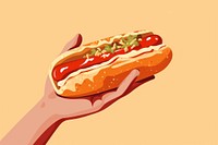 Hot dog ketchup holding food hand. 