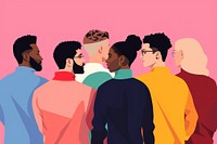 Diverse lgbtq men adult togetherness illustrated. 