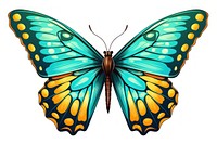 Butterfly Colored Hand Drawn Illustration butterfly insect animal. AI generated Image by rawpixel.