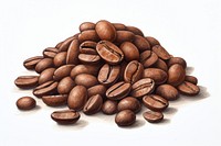 Coffee bean pile white background coffee beans freshness. 