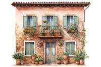 Old Italian house balcony window plant. AI generated Image by rawpixel.