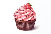 Strawberry chocolate cupcake dessert cream fruit. AI generated Image by rawpixel.
