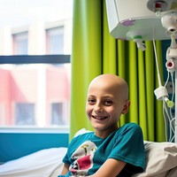 Cancer patient hospital portrait smiling. AI generated Image by rawpixel.