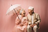 Happy asian senior wedding laughing adult togetherness. 