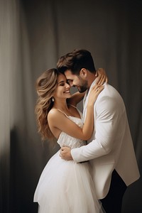 Newlywed portrait fashion smiling. 